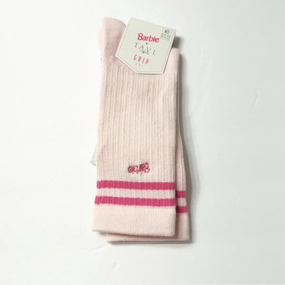 NWT Tavi Pink Kai Barbie Striped Casual Grip Socks Medium - Picture 1 of 5